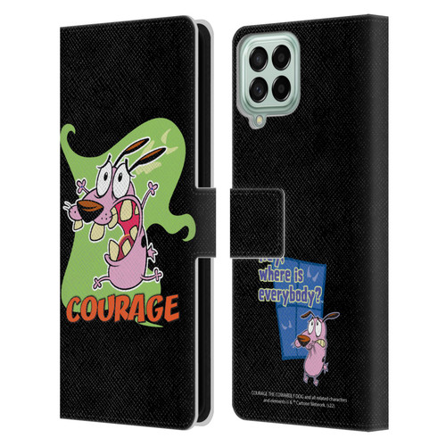 Courage The Cowardly Dog Graphics Character Art Leather Book Wallet Case Cover For Samsung Galaxy M53 (2022)
