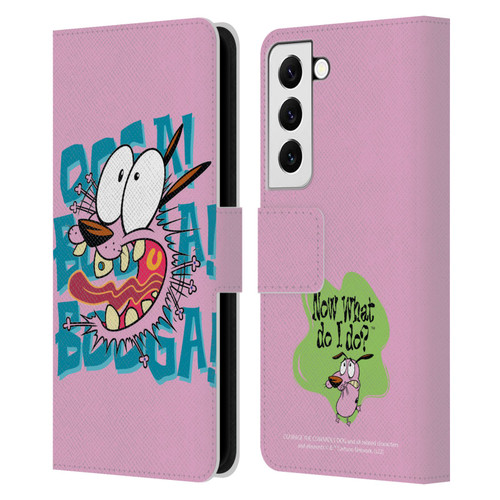 Courage The Cowardly Dog Graphics Spooked Leather Book Wallet Case Cover For Samsung Galaxy S22 5G