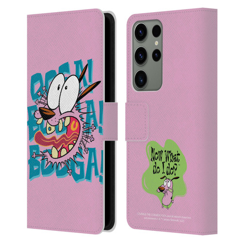 Courage The Cowardly Dog Graphics Spooked Leather Book Wallet Case Cover For Samsung Galaxy S23 Ultra 5G