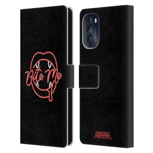 Bebe Rexha Key Art Neon Bite Me Leather Book Wallet Case Cover For Motorola Moto G (2022)