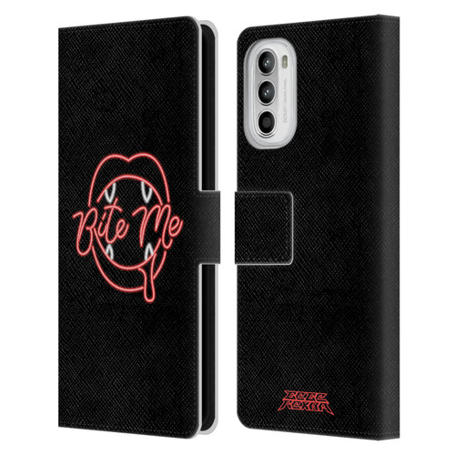 Bebe Rexha Key Art Neon Bite Me Leather Book Wallet Case Cover For Motorola Moto G52