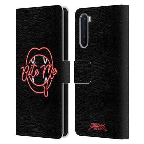 Bebe Rexha Key Art Neon Bite Me Leather Book Wallet Case Cover For OnePlus Nord 5G