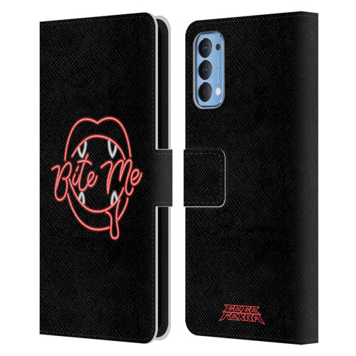 Bebe Rexha Key Art Neon Bite Me Leather Book Wallet Case Cover For OPPO Reno 4 5G