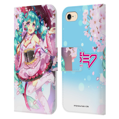 Hatsune Miku Graphics Sakura Leather Book Wallet Case Cover For Apple iPhone 7 / 8 / SE 2020 & 2022