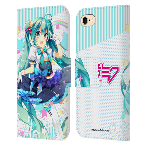 Hatsune Miku Graphics Stars And Rainbow Leather Book Wallet Case Cover For Apple iPhone 7 / 8 / SE 2020 & 2022