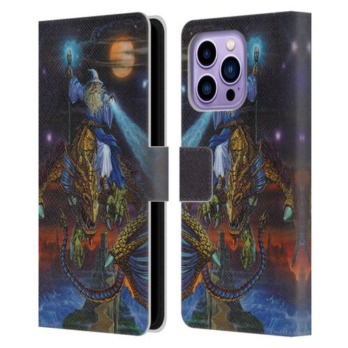 Ed Beard Jr Dragon Friendship Twilight Tempest Leather Book Wallet Case Cover For Apple iPhone 14 Pro Max