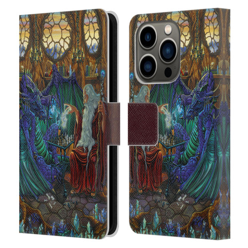 Ed Beard Jr Dragon Friendship Wizard & Dragon Leather Book Wallet Case Cover For Apple iPhone 14 Pro