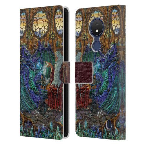 Ed Beard Jr Dragon Friendship Wizard & Dragon Leather Book Wallet Case Cover For Nokia C21
