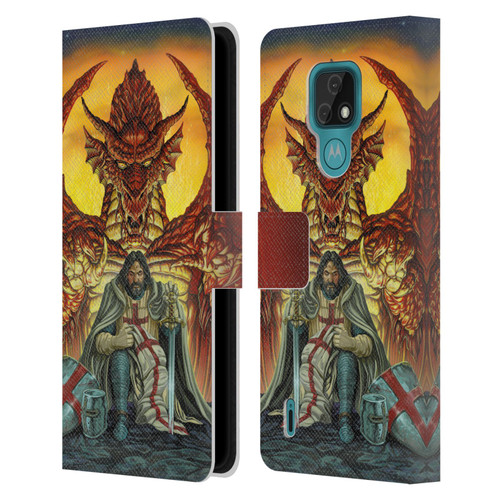 Ed Beard Jr Dragon Friendship Knight Templar Leather Book Wallet Case Cover For Motorola Moto E7