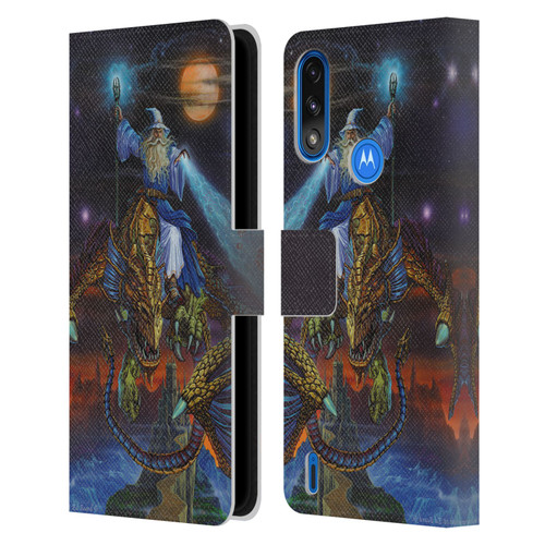 Ed Beard Jr Dragon Friendship Twilight Tempest Leather Book Wallet Case Cover For Motorola Moto E7 Power / Moto E7i Power
