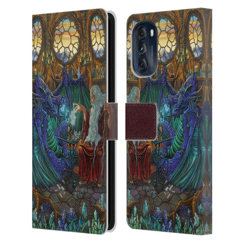 Ed Beard Jr Dragon Friendship Wizard & Dragon Leather Book Wallet Case Cover For Motorola Moto G (2022)