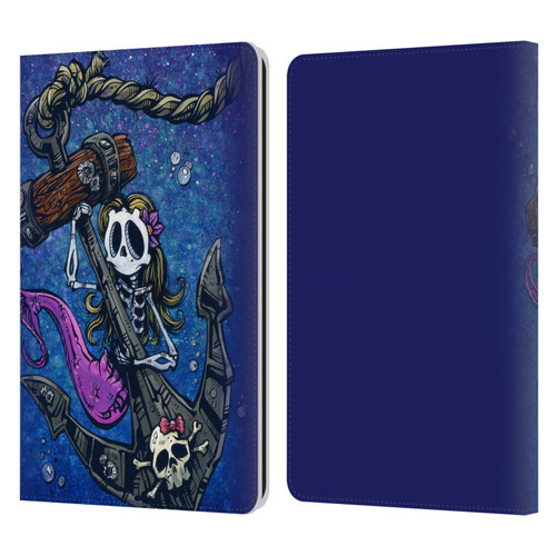 David Lozeau Colourful Grunge Mermaid Anchor Leather Book Wallet Case Cover For Amazon Kindle Paperwhite 1 / 2 / 3