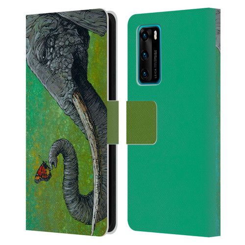 David Lozeau Colourful Grunge The Elephant Leather Book Wallet Case Cover For Huawei P40 5G
