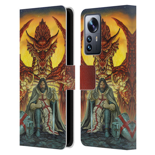 Ed Beard Jr Dragon Friendship Knight Templar Leather Book Wallet Case Cover For Xiaomi 12 Pro