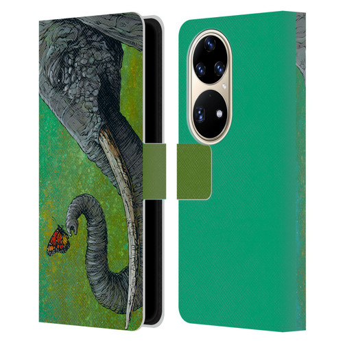 David Lozeau Colourful Grunge The Elephant Leather Book Wallet Case Cover For Huawei P50 Pro