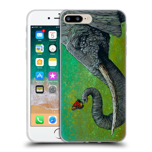 David Lozeau Colourful Grunge The Elephant Soft Gel Case for Apple iPhone 7 Plus / iPhone 8 Plus