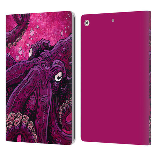 David Lozeau Colourful Grunge Octopus Squid Leather Book Wallet Case Cover For Apple iPad 10.2 2019/2020/2021