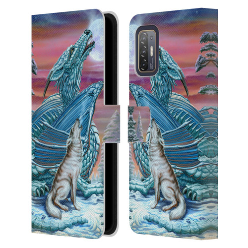 Ed Beard Jr Dragons Moon Song Wolf Moon Leather Book Wallet Case Cover For HTC Desire 21 Pro 5G