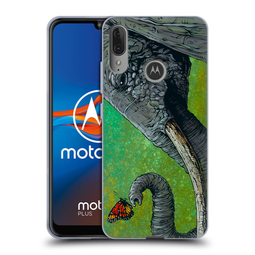 David Lozeau Colourful Grunge The Elephant Soft Gel Case for Motorola Moto E6 Plus