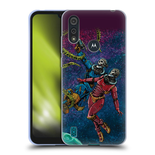 David Lozeau Colourful Grunge Astronaut Space Couple Love Soft Gel Case for Motorola Moto E6s (2020)