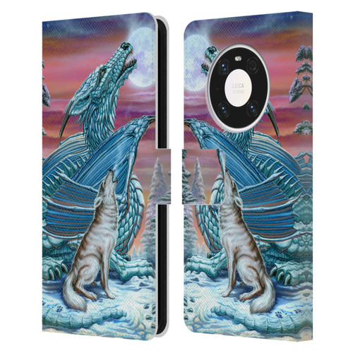 Ed Beard Jr Dragons Moon Song Wolf Moon Leather Book Wallet Case Cover For Huawei Mate 40 Pro 5G