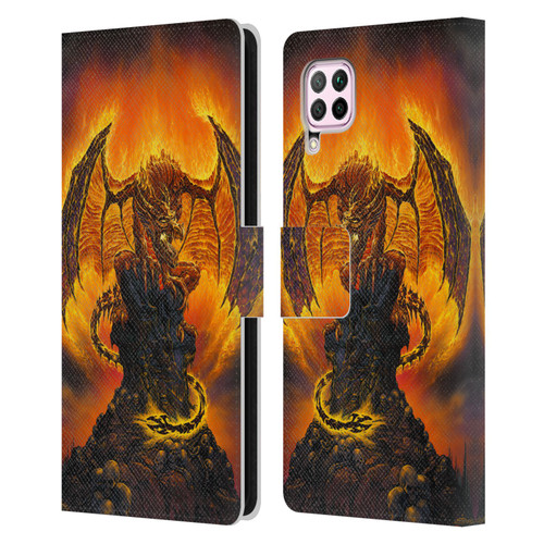 Ed Beard Jr Dragons Harbinger Of Fire Leather Book Wallet Case Cover For Huawei Nova 6 SE / P40 Lite