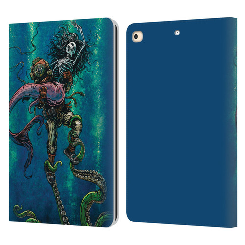David Lozeau Colourful Grunge Diver And Mermaid Leather Book Wallet Case Cover For Apple iPad 9.7 2017 / iPad 9.7 2018