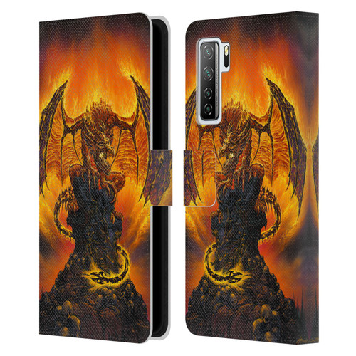 Ed Beard Jr Dragons Harbinger Of Fire Leather Book Wallet Case Cover For Huawei Nova 7 SE/P40 Lite 5G