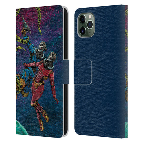 David Lozeau Colourful Grunge Astronaut Space Couple Love Leather Book Wallet Case Cover For Apple iPhone 11 Pro Max