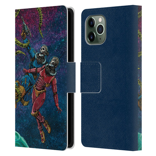 David Lozeau Colourful Grunge Astronaut Space Couple Love Leather Book Wallet Case Cover For Apple iPhone 11 Pro