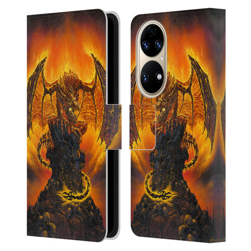 Ed Beard Jr Dragons Harbinger Of Fire Leather Book Wallet Case Cover For Huawei P50