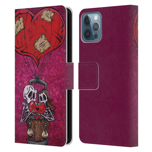David Lozeau Colourful Grunge Day Of The Dead Leather Book Wallet Case Cover For Apple iPhone 12 / iPhone 12 Pro