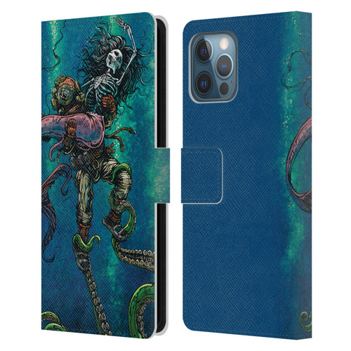 David Lozeau Colourful Grunge Diver And Mermaid Leather Book Wallet Case Cover For Apple iPhone 12 Pro Max