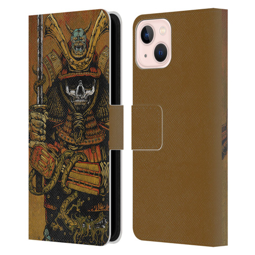 David Lozeau Colourful Grunge Samurai Leather Book Wallet Case Cover For Apple iPhone 13