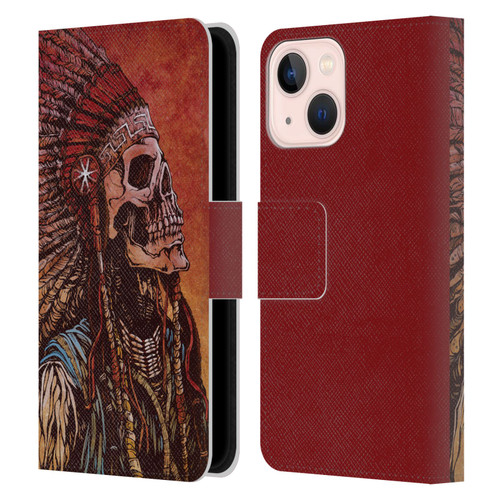 David Lozeau Colourful Grunge Native American Leather Book Wallet Case Cover For Apple iPhone 13 Mini