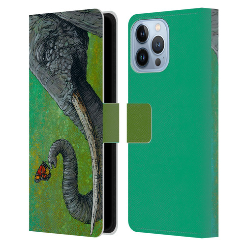 David Lozeau Colourful Grunge The Elephant Leather Book Wallet Case Cover For Apple iPhone 13 Pro Max
