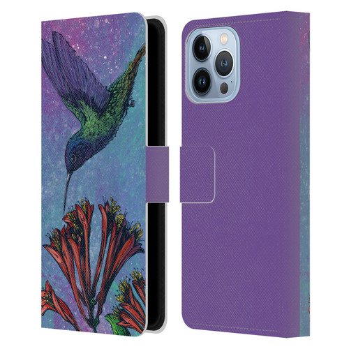 David Lozeau Colourful Grunge The Hummingbird Leather Book Wallet Case Cover For Apple iPhone 13 Pro Max