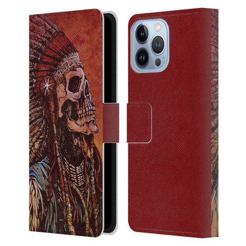 David Lozeau Colourful Grunge Native American Leather Book Wallet Case Cover For Apple iPhone 13 Pro Max