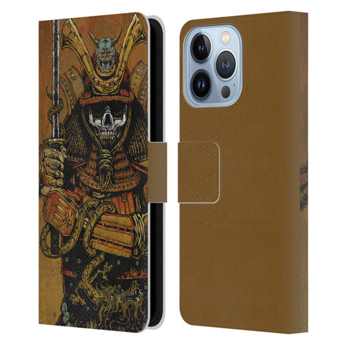 David Lozeau Colourful Grunge Samurai Leather Book Wallet Case Cover For Apple iPhone 13 Pro