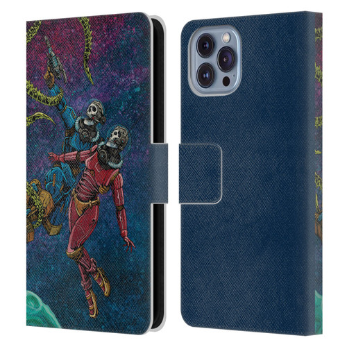 David Lozeau Colourful Grunge Astronaut Space Couple Love Leather Book Wallet Case Cover For Apple iPhone 14