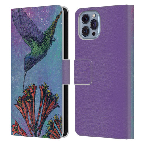 David Lozeau Colourful Grunge The Hummingbird Leather Book Wallet Case Cover For Apple iPhone 14