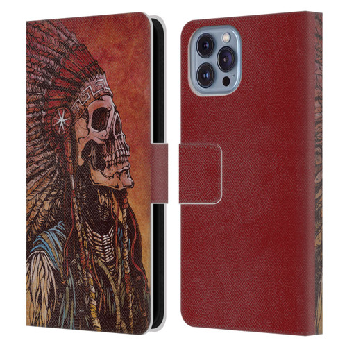 David Lozeau Colourful Grunge Native American Leather Book Wallet Case Cover For Apple iPhone 14
