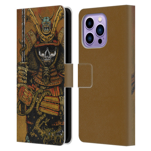 David Lozeau Colourful Grunge Samurai Leather Book Wallet Case Cover For Apple iPhone 14 Pro Max