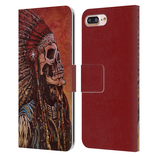 David Lozeau Colourful Grunge Native American Leather Book Wallet Case Cover For Apple iPhone 7 Plus / iPhone 8 Plus