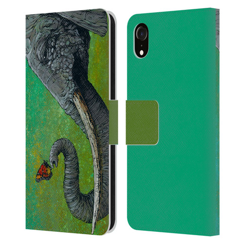 David Lozeau Colourful Grunge The Elephant Leather Book Wallet Case Cover For Apple iPhone XR