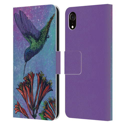 David Lozeau Colourful Grunge The Hummingbird Leather Book Wallet Case Cover For Apple iPhone XR