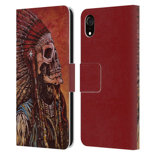 David Lozeau Colourful Grunge Native American Leather Book Wallet Case Cover For Apple iPhone XR