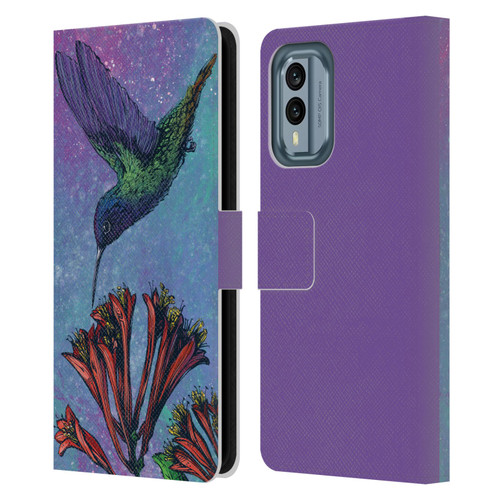 David Lozeau Colourful Grunge The Hummingbird Leather Book Wallet Case Cover For Nokia X30