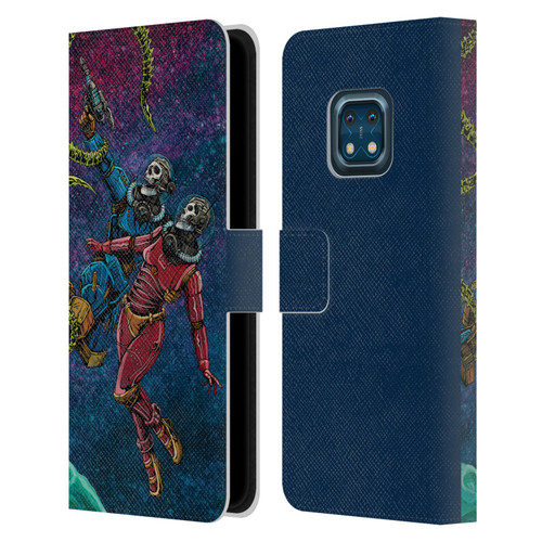 David Lozeau Colourful Grunge Astronaut Space Couple Love Leather Book Wallet Case Cover For Nokia XR20