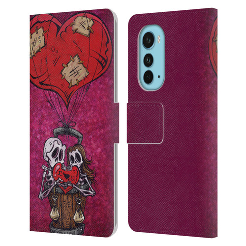 David Lozeau Colourful Grunge Day Of The Dead Leather Book Wallet Case Cover For Motorola Edge (2022)